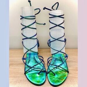 Aldo Iridescent Green Strappy Sandals